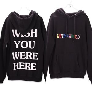 TRAVIS SCOTT ASTROWORLD Wish You Were Here Pullover Hoodie black sz S